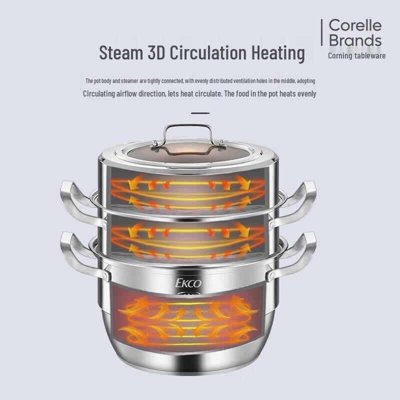 Corning VISIONS 30cm 3-Layer Stainless Steel Steamer