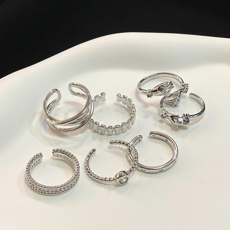 Minimalist And Exquisite Micro-Inlaid Zircon Ring Female Niche Design Fashionable Light Luxury Cold Wind Index Finger Ring Set