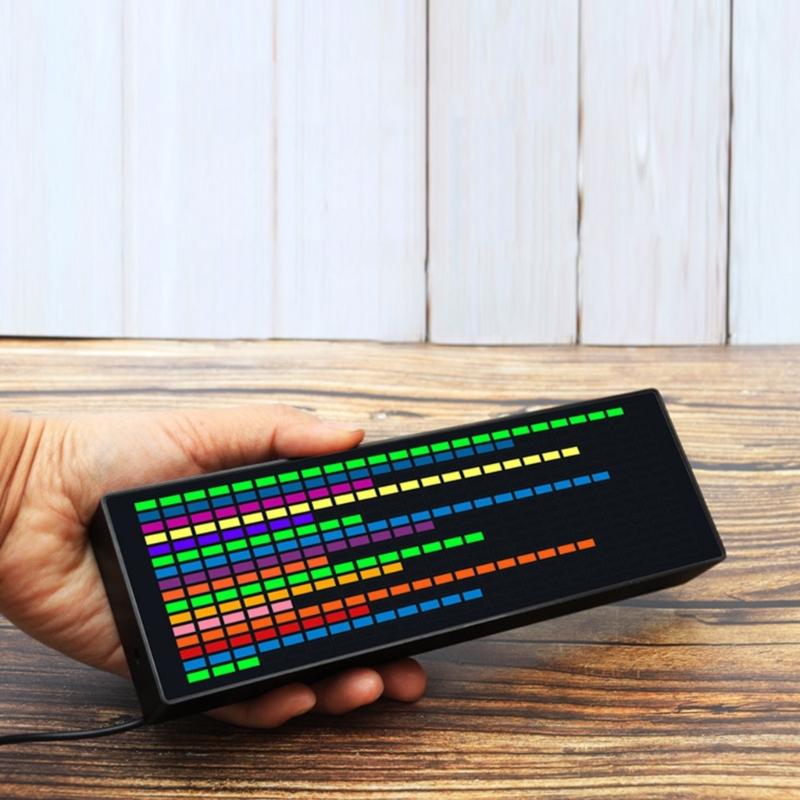 LED Music Spectrum Display RGB Colorful 1624 Segment Rhythm Light Level Voice Sensor Clock Display 384 LEDs 20 Dynamic