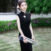 Embroidery black sleeveless national style new Chinese style Suzhou long cheongsam improved young 1011 new women's high sense