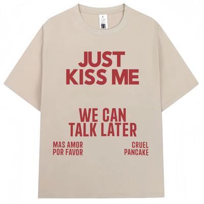 Solo bésame Podemos hablar después Camiseta Hombre Mujer Camisetas de Moda con Broma Divertida Algodón Oversize Casual Verano Ropa de Calle