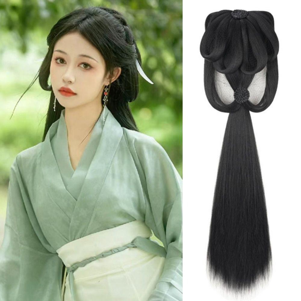 Faules Kostüm Perücke Damen Hanfu Perücken Lang Gerade Hanfu Perücke Stirnband Chinesische Antike Perücke Fotografie