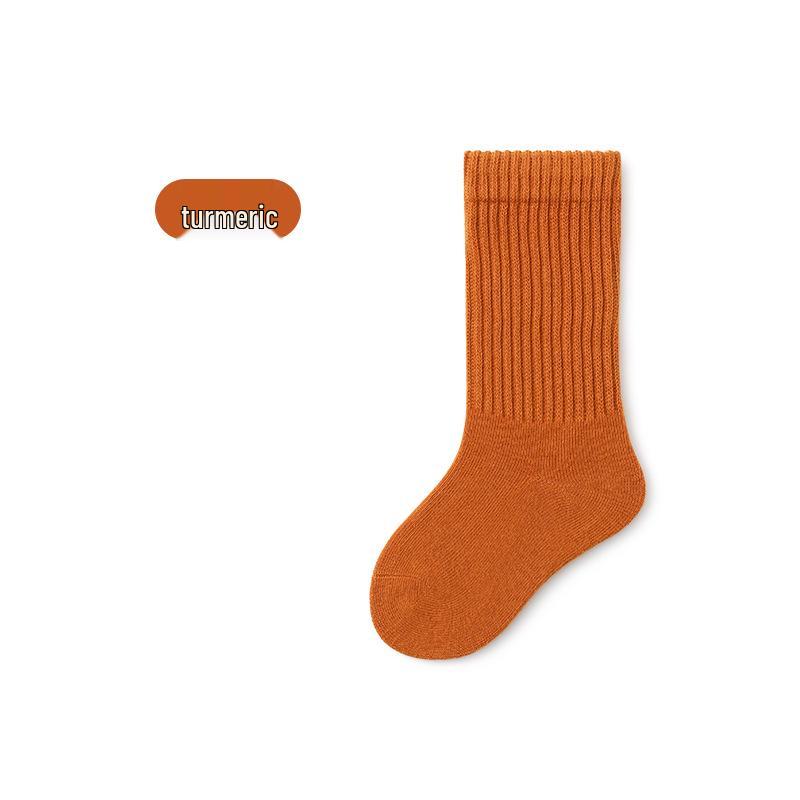Children's Mid-Calf Cotton Socks for Boys and Girls - Spring/Autumn Style, Loose-Top Princess Design, Infant & Student Sports Socks.
