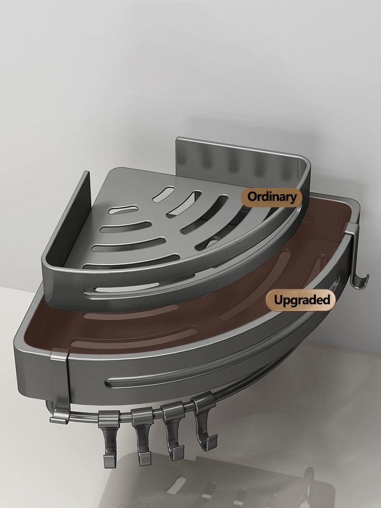 Baderomshylle Uten Boring Med Kroker Dusjhjørne Oppbevaringsstativ Organizer Sjampoholder Veggmontert Håndklehyller Uten Boring