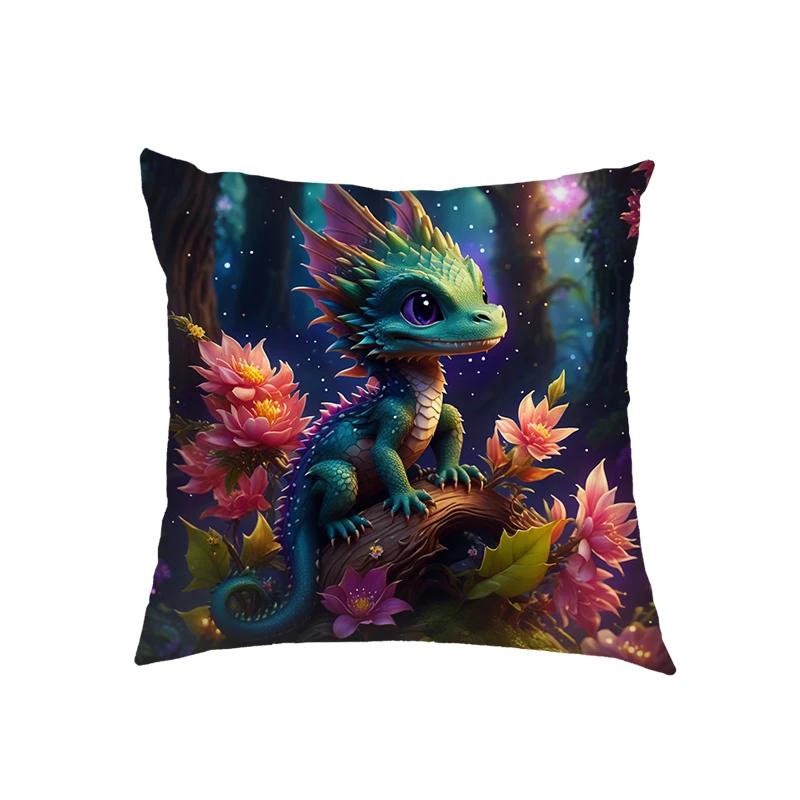 Niedliche Drachenbaby Kissenbezüge Fantasy Elfenmädchen Kissenbezüge Heimdekoration Schlafzimmer Büro Kissenbezug Zierkissenbezug Geschenk
