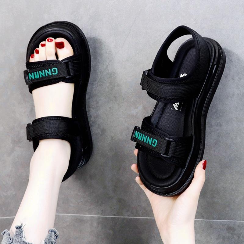 

Xiaoxiangfeng summer women s comfortable sandals Velcro trendy beach sports sandals large size outside 40 зелёный
