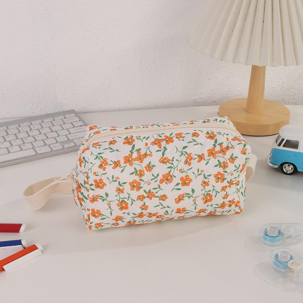 Multifunctional Gardenia Pen Bag Handheld Portable Pencil Case Makeup Bag Home&Travel