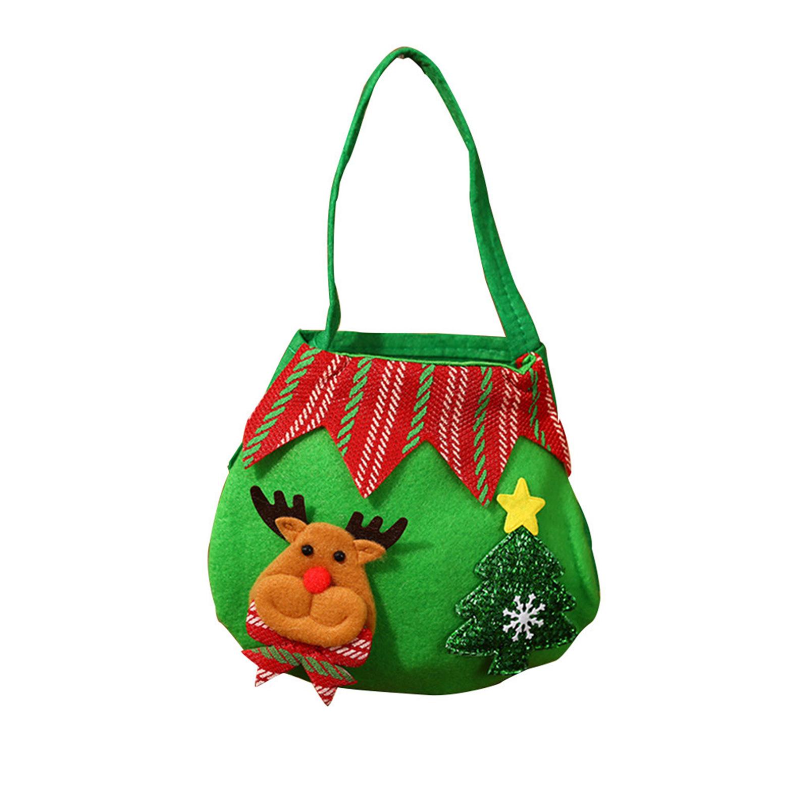 

Christmas Gift Candy Bag Holiday Themed Tote Bag with Santa Claus and Christmas Tree Decorations Festive Design for Seasonal Use One Size