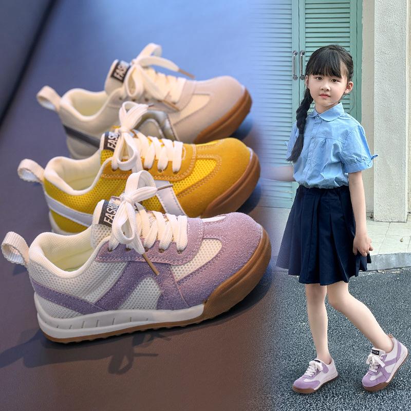 Girls shoes children's moral training shoes 2025 spring and autumn new girls sports shoes medium and older children's mesh breathable casual shoes