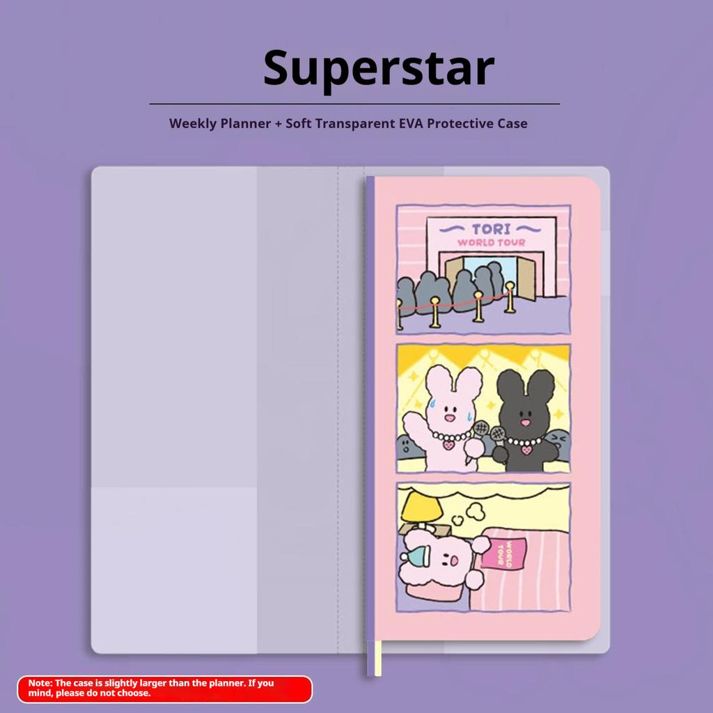 Kinbor Artist Illustrated Weekly Planner Mini Self-Date Organizer Notebook Daily Plan Journal for Work/Travel/Study Kawaii Gifts