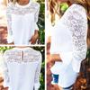 Elegant Chiffon Lace Blouse Loose Fit Pullover Long Sleeve T-shirt For Women