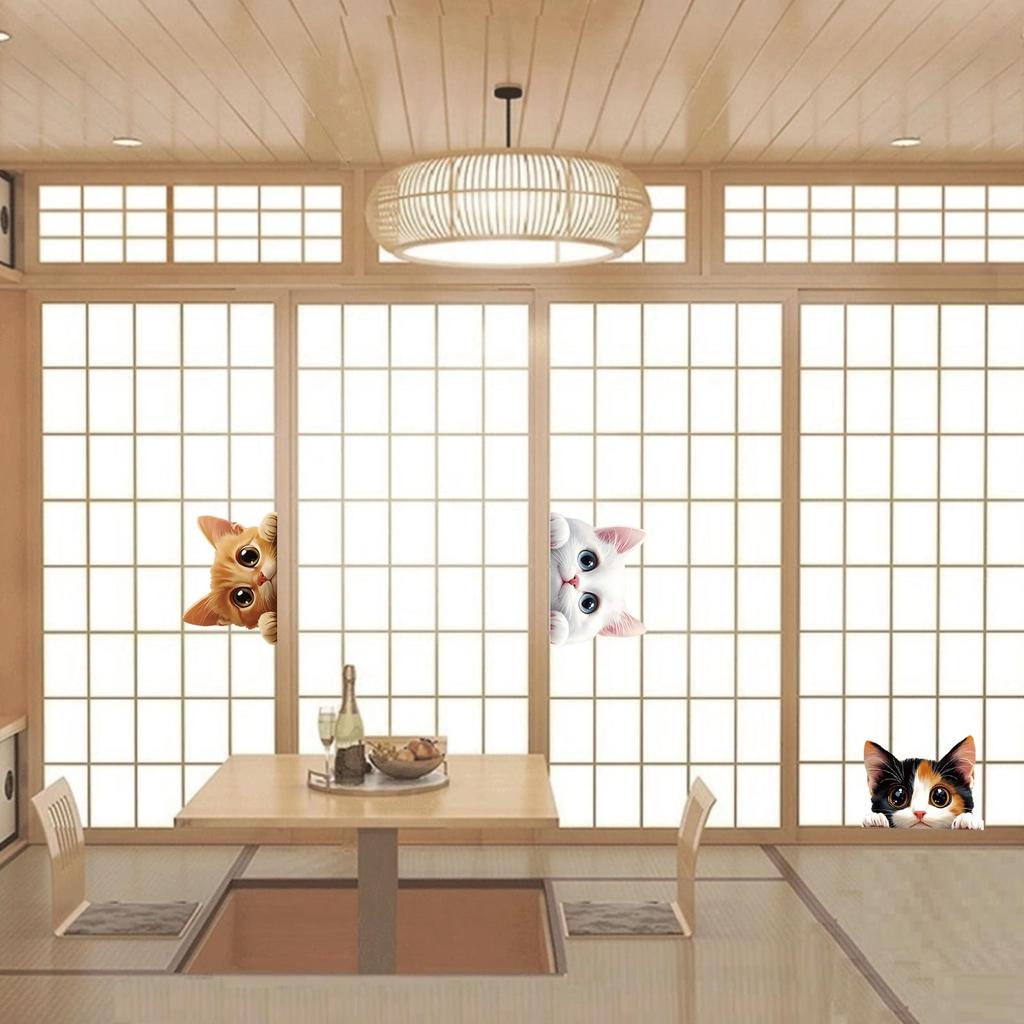 ZQX Realistic Cat Car Cute and Cover Funny Animal Stickers for DIY Decorations for Doors and Set of 3 Decals, Fun, Scratches, Motorcycles, Entrances,