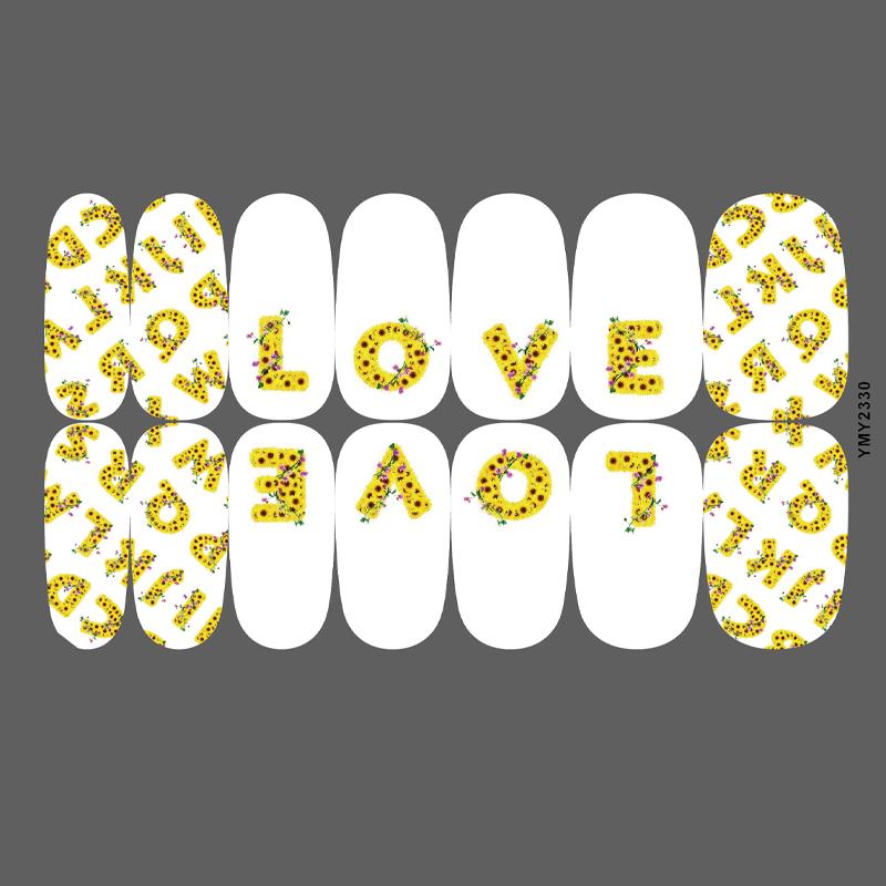 Bright Sunflower Waterproof Nail Stickers - Long-Lasting, Cute, Full-Cover Ins Style