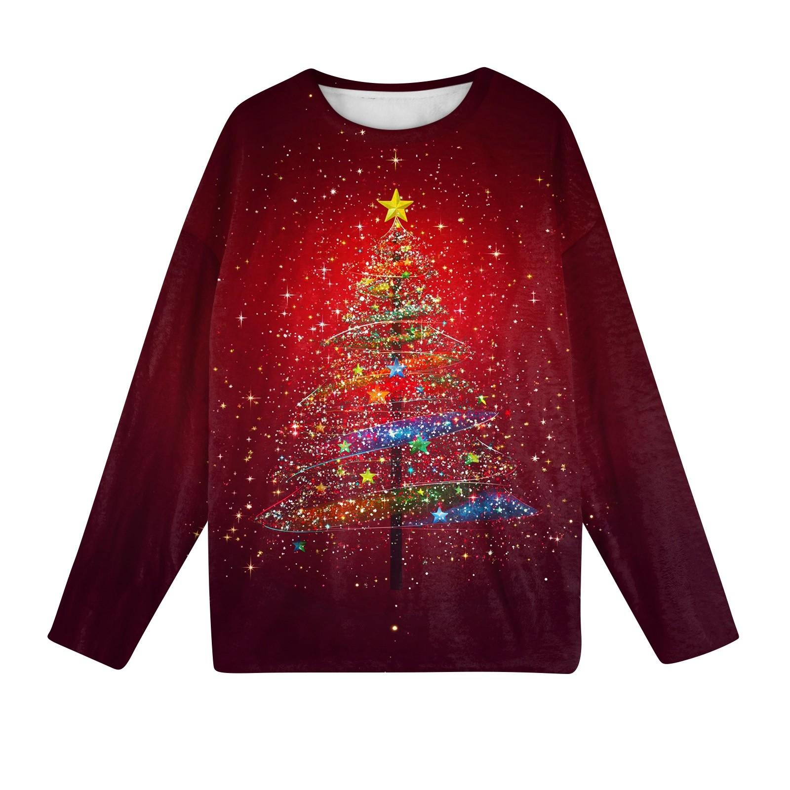 

Женская мода зимние принтованные длинные рукава женские пижамы топы XL винный