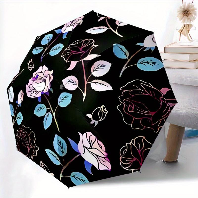 1pc Floral Pattern Automatic Open, Sturdy Iron Frame, Compact Folding Design, All-Season Portable Umbrella for Women & Men Yy250801137