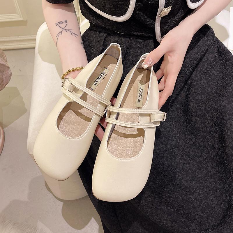 Damenschuhe 2025 neuer Sommer Französische flache Schuhe mit weicher Sohle sanfte Oma-Schuhe Mary Jane kleine Lederschuhe