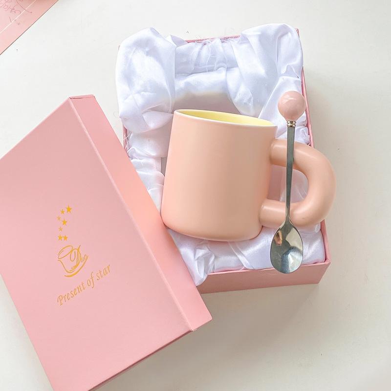 Korean Mug Niche Design Sense Ceramic Cup for Girls' Office High value Coffee Milk Cup