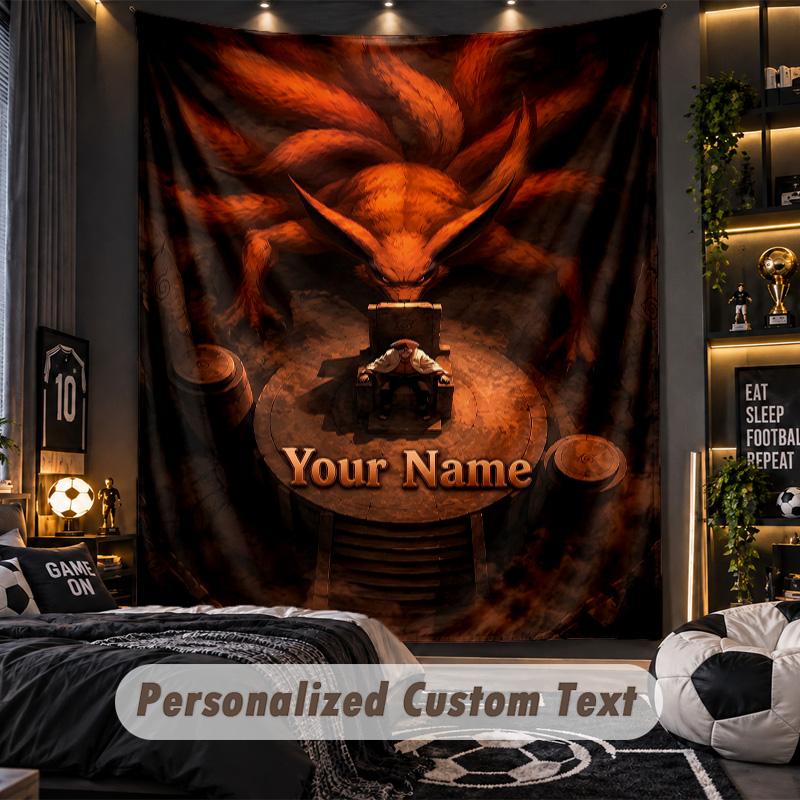 Personalized Wall Tapestry,Naruto Custom Printed Name, Fabric Wall Art For Indoor Room Backdrop