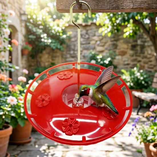 Hanging Hummingbird Feeder Garden Bird Feeder with 5 Feeding Ports Removable Lid Hummingbird Feeder for Patio Backyard