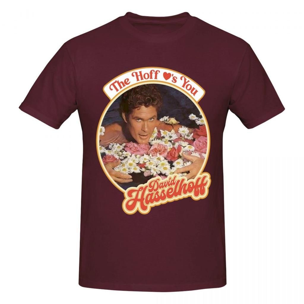 Unisex The Hoff Loves You David Hasselhoff Tričko Vintage Oversized Bavlna Kulatý výstřih Vlastní rukáv Unisex Tričko