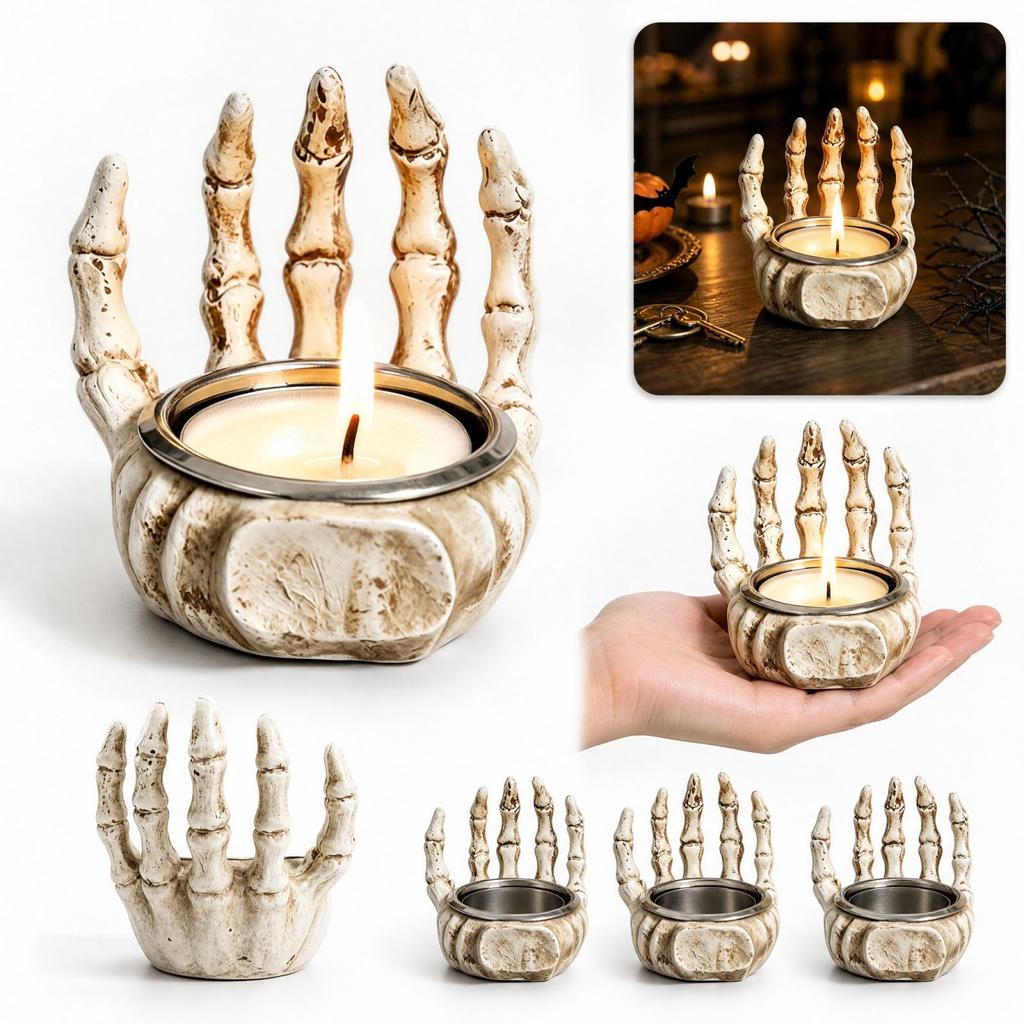 Halloween Skeleton Hand Candle Holder for Tabletop Decor