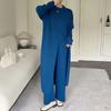 Lazy large size split two-piece sweater autumn and winter new wide-leg pants medium and long pullover knitted sweater set