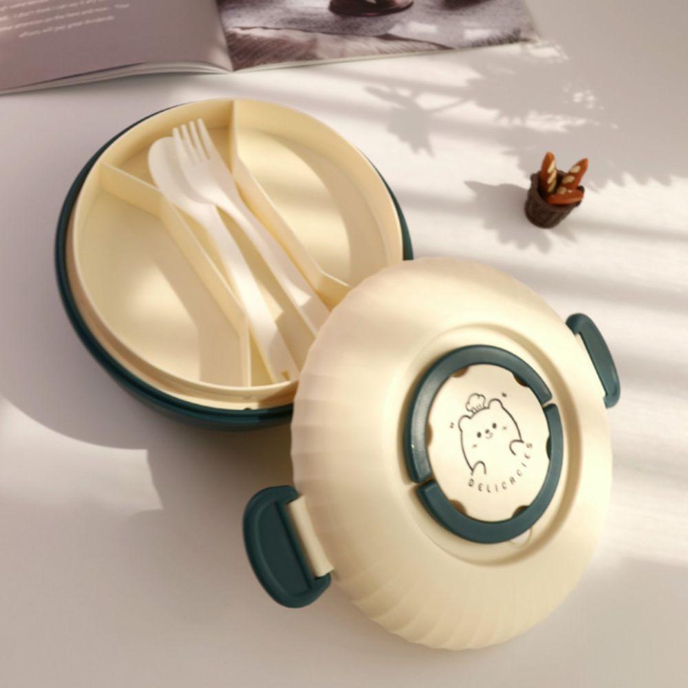 Double Layer Round Lunch Box Compartments Food  Storage Container Snack Box Salad Box  School