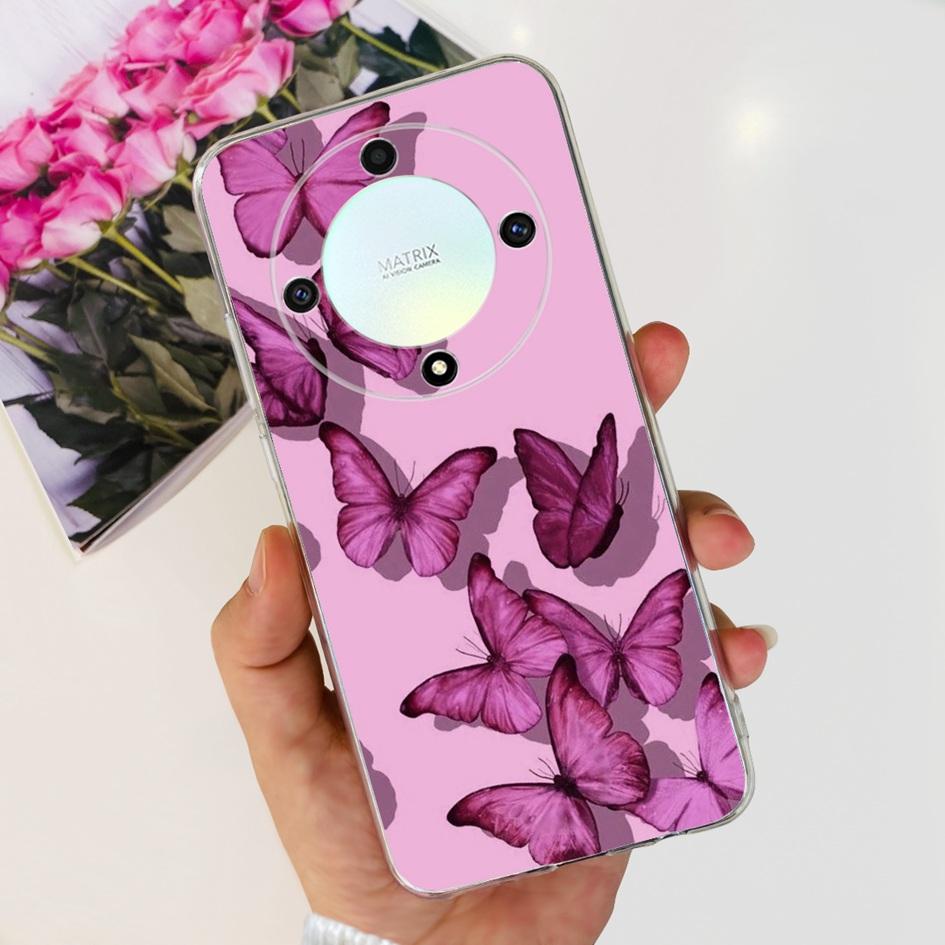 For Honor X9b 5G Case ALI-NX1 Popular Flower Soft Clear Silicon TPU Cover For Honor X9a RMO-NX1 HonorX9 ANY-NX1 Shockproof Funda