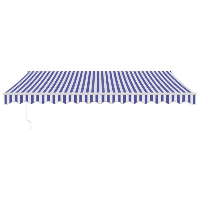 Blue and White Retractable Awning - VidaXL - 4.5x3 M - Powder-coated Aluminium - UV Resistant