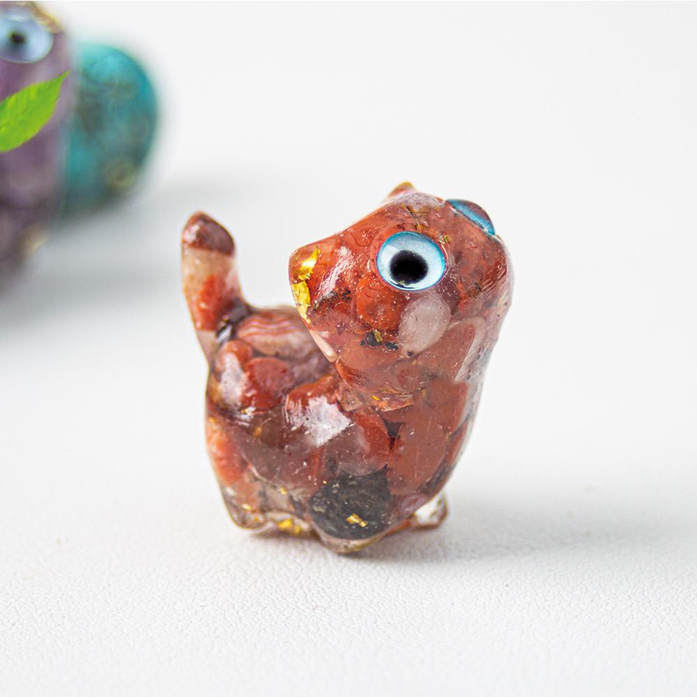 Crystal Resin Cat Figurine With Colorful Shell Decor For Office Desk Gift