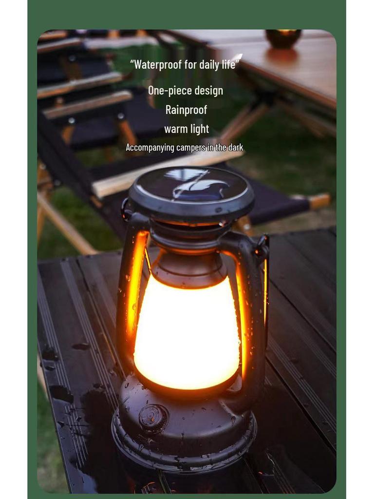 Retro Three-Color Dimmable LED Solar Hanging Light for Outdoor Camping