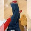 Dunkelblaue Weitbein-Jeans in Übergröße für Damen - Neuer Herbststil, Locker, Figurschmeichelnder Schnitt für Alle Körpertypen