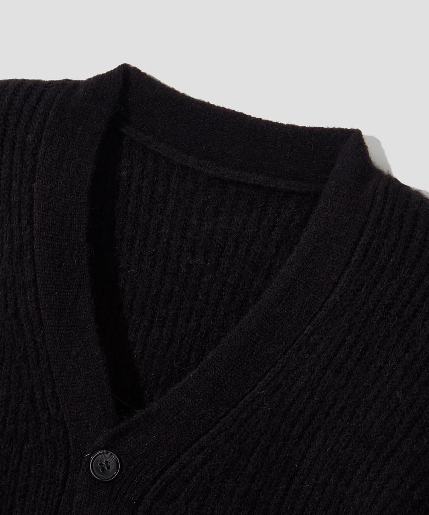 AGOD Hairy Ribbed Knit Cardigan [Black]