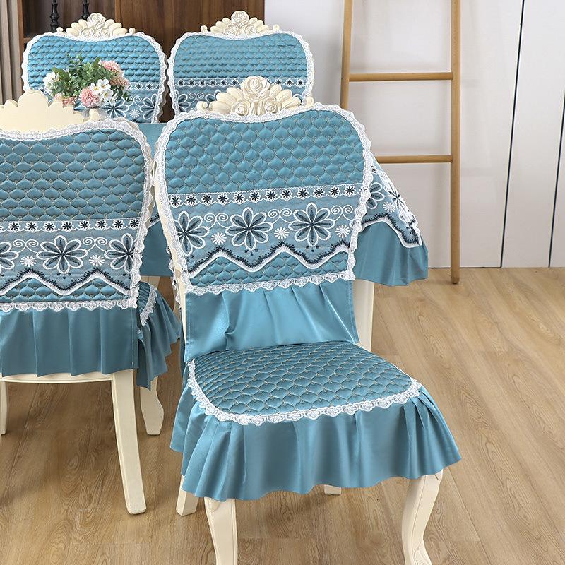 European Lace Chair Cover Geometric Pattern Soft Snug-Fit Decorative Seat Cover Luxury Dustproof Living Room Chair Protector