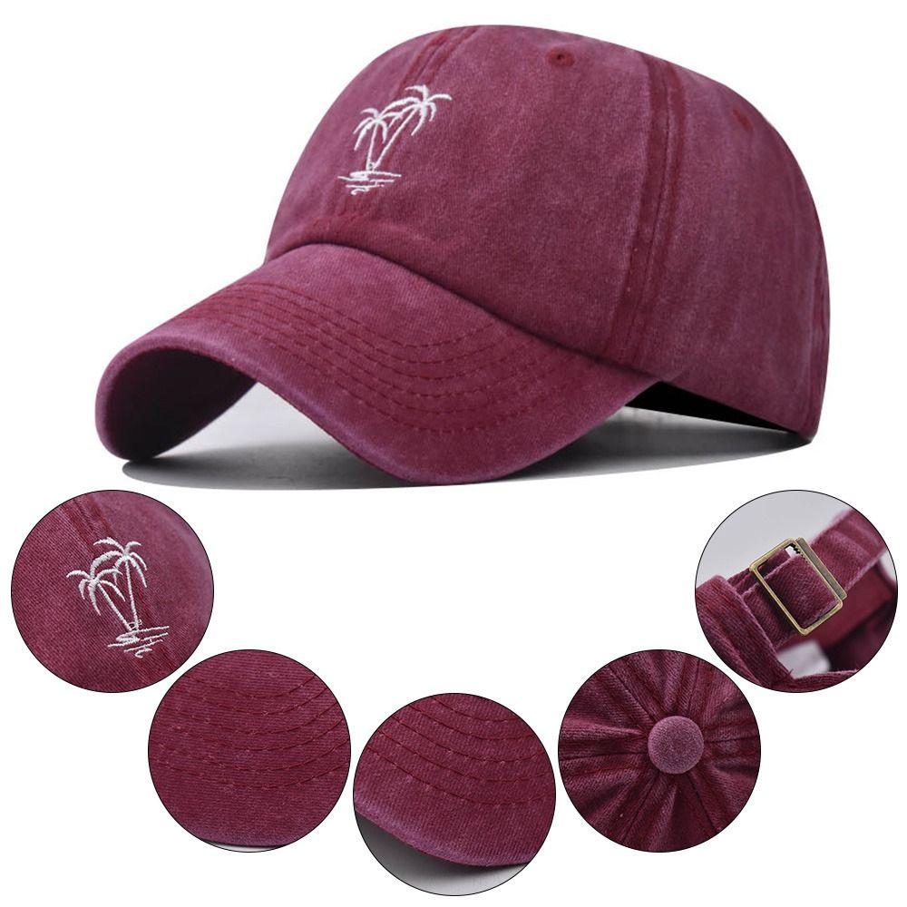 Modische verstellbare Vintage verwaschene Kappe Sonnenschutzmützen Baseballkappen Kokospalmenstickerei Baseballkappen