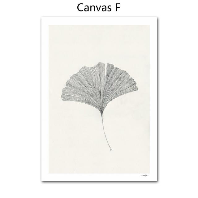 Abstract Geometric Leaf Swallow Ginkgo Vase Wall Art Canvas Painting Nordic Posters and Print Wall Picture for Living Room Decor No Frame