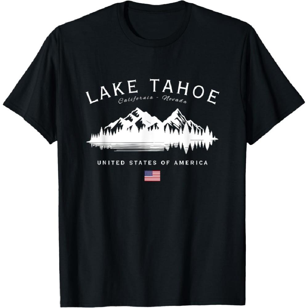 

Озеро Тахо Калифорния Невада США Американский флаг Горы Футболка XXXXXL чёрный