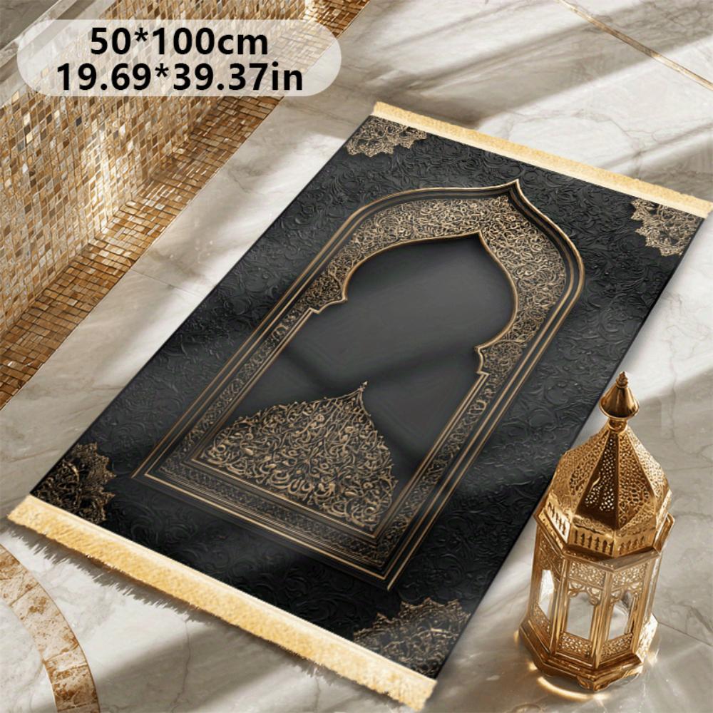 VIKAMA Arco Floreale Verde Menta Tappeto da Preghiera Islamico Poliestere Portatile Tappetino per Salah Musulmano Ramadan Vintage Decorazione per la Casa Tappeto da Preghiera