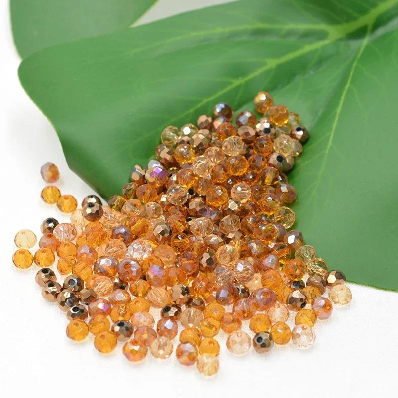Dark Blue Multicolor 4/6mm 145pcs Rondelle Austria Faceted Crystal Glass Beads Loose Spacer Round Beads for DIY Jewelry Making