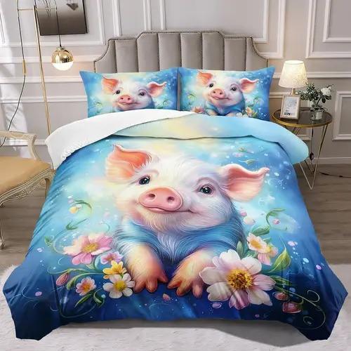 Cartoon Pig Duvet Cover Duvet Cover With Cartoon Pig Pattern Suitable For Children Kids And Adults Soft Warm And Breathable