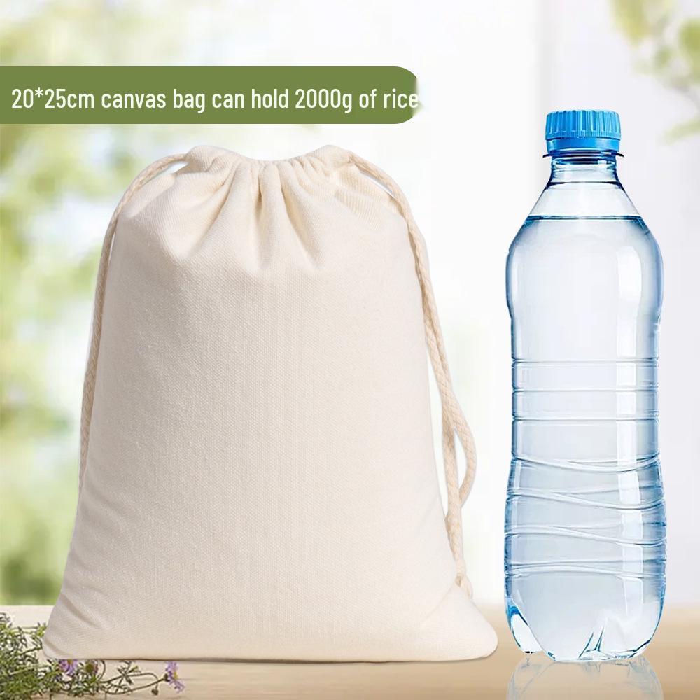 Small Cotton Canvas Drawstring Pouch for Rice Packaging