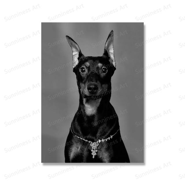 Modern Fashion Doberman Gun Luxury Dog Posters Prints Canvas Painting Nordic Black White Wall Art Pictures for Office Home Decor