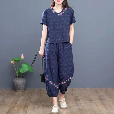 Womens Cotton Loose Casual Two Piece Set