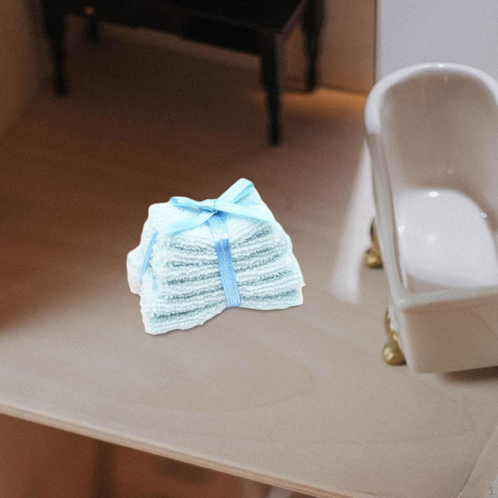 Dollhouse Accessories Doll House Towels Set Simulation Towel Model for 1/6 1/12 Scale