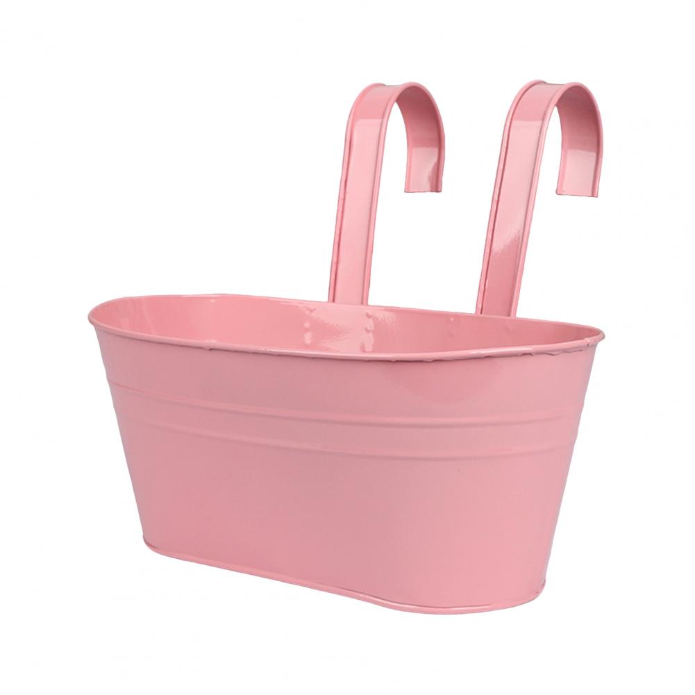 Metal Hanging Planter Window Flower Plant Holder with Drain Holes Removable Dual Hooks Flower Pot for Balcony Railing Fence