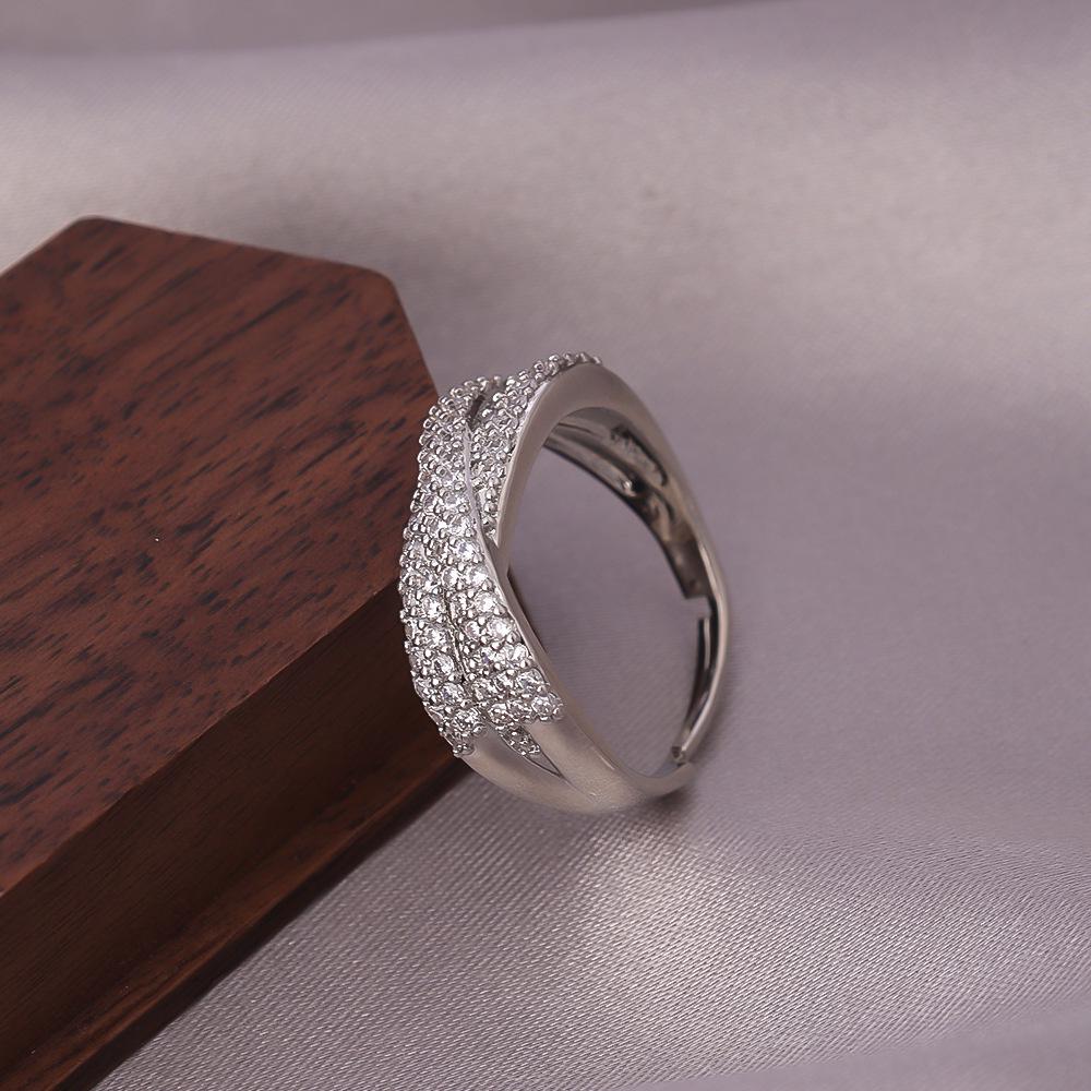 Women's Shiny Zircon Cross Adjustable Ring - Non-fading Style