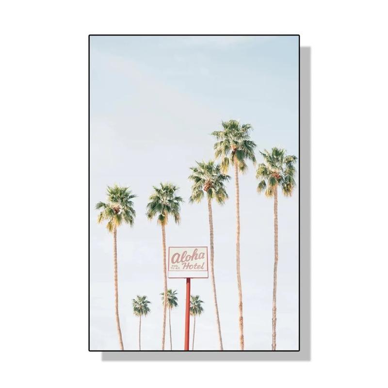 Pink Nordic Summer Holiday Travel Beach Surf Ocean Art Poster Canvas Painting Wall Art for Living Room Bedroom Home Decoration