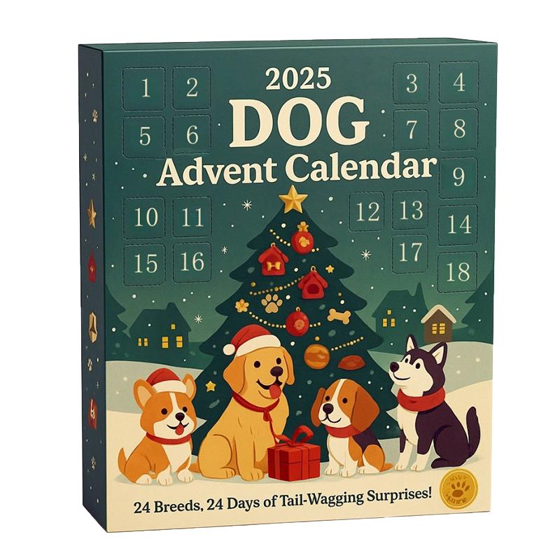 Dog Advent Calendar 2025-24Pcs 2D Festive Breeds Ornaments - Advent Calendar For Pets With Reusable Ornaments, Idea For Dog Love