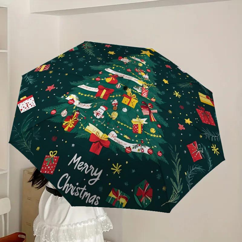 1pc Christmas Tree Decorations Umbrella with Plastic Handle,Suitable for All Seasons Home Travel Outdoor UmbrellaDD1300