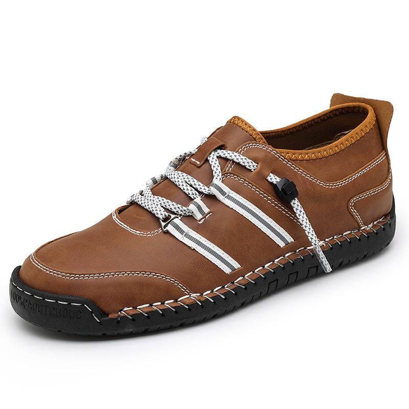 

2025 spring new casual inner height-increasing leather shoes men s 47 large size 48 men s shoes hand-sewn business four-season shoes 48 темно-коричневого